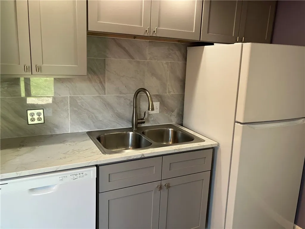 
New cupoards, backsplash, counter and sink.