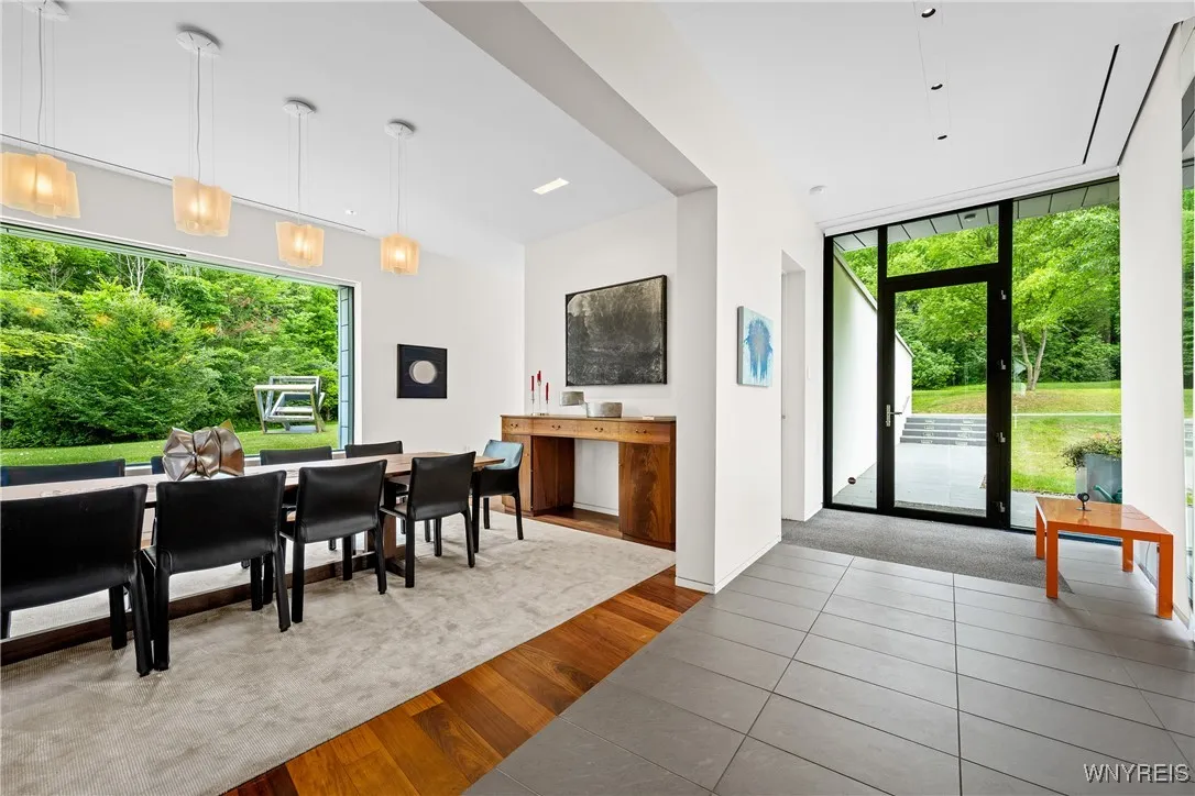 Front entry and dining room