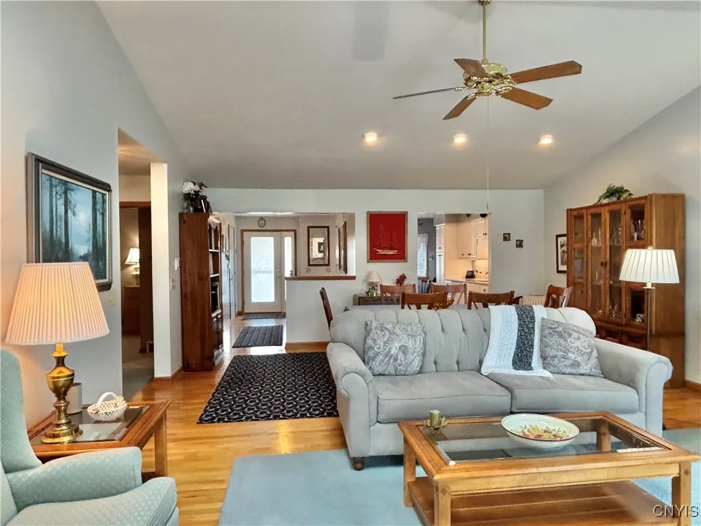 Living room.  Notice the ceiling fan.