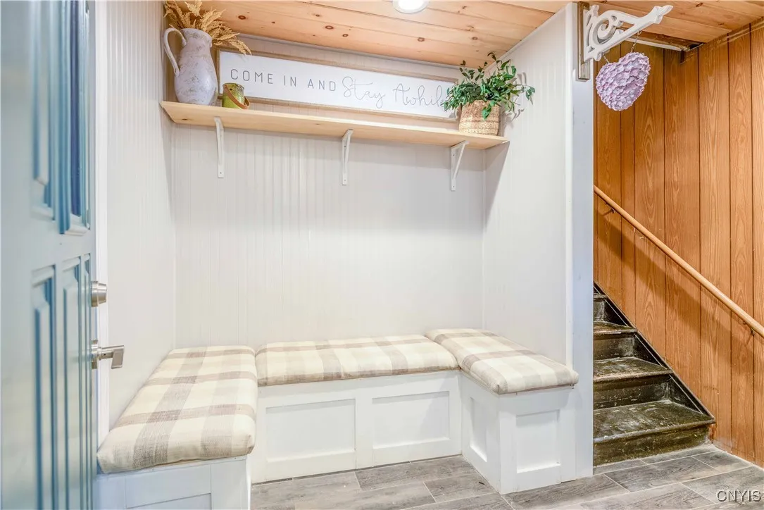 Upon entering, a great seating area to remove shoes and drop bags and belongings.