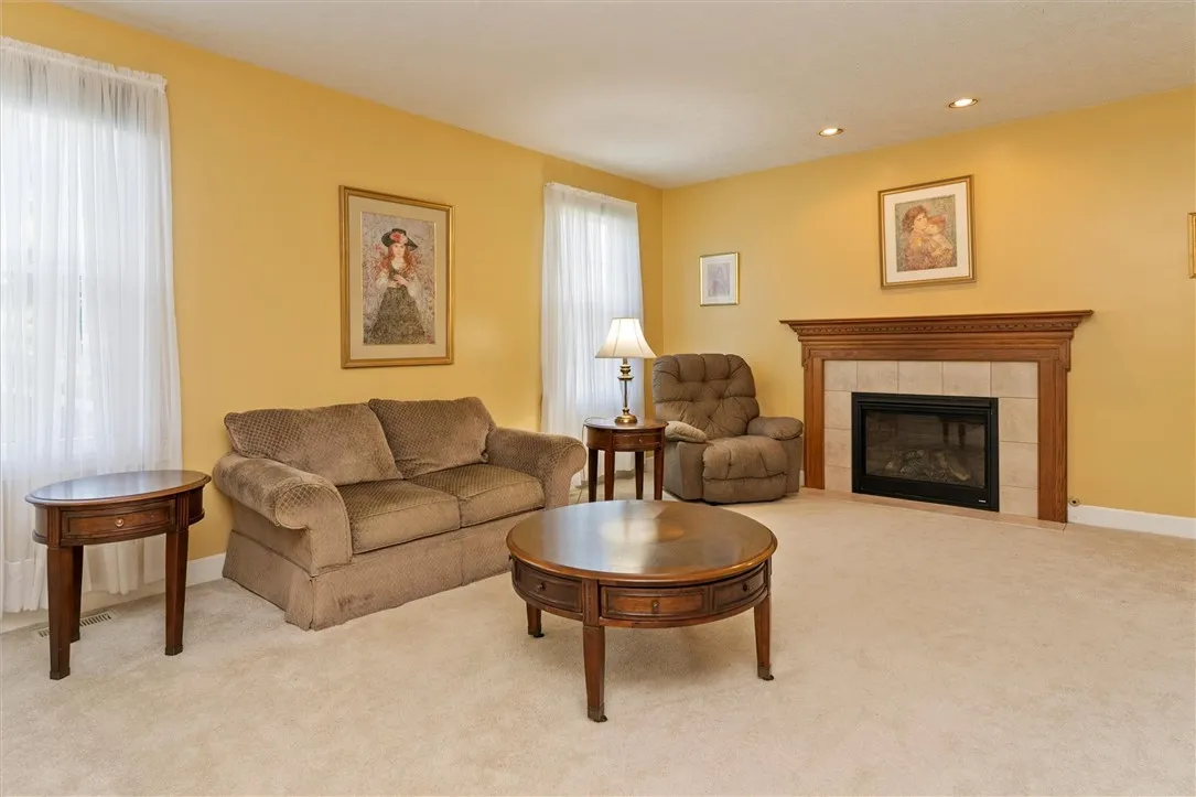 Family room with remote control gas fire place.
