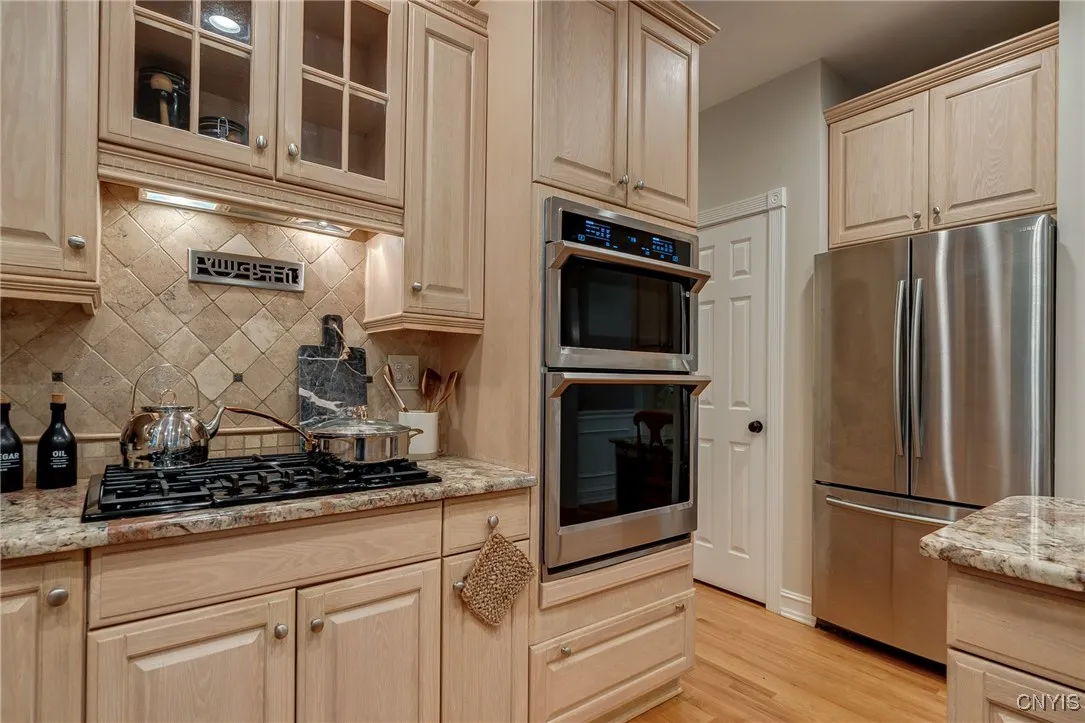 Gas cooktop and a double oven with a built in microwave!