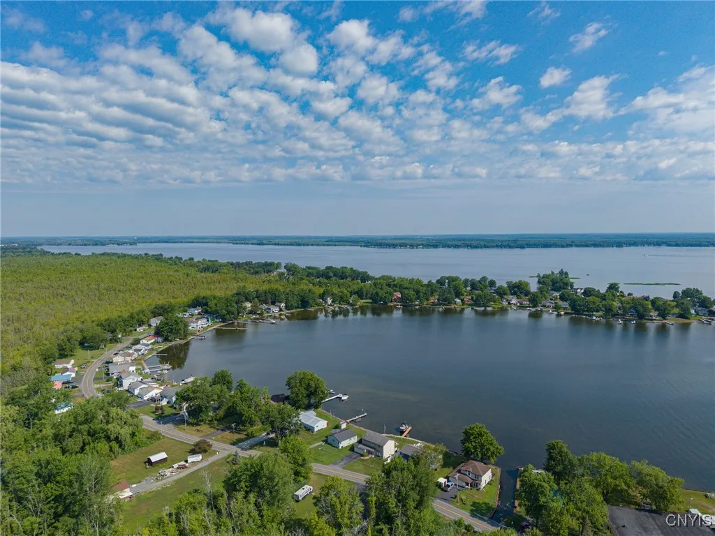 An aerial view of Short Point Bay and Oneida Lake beyond...