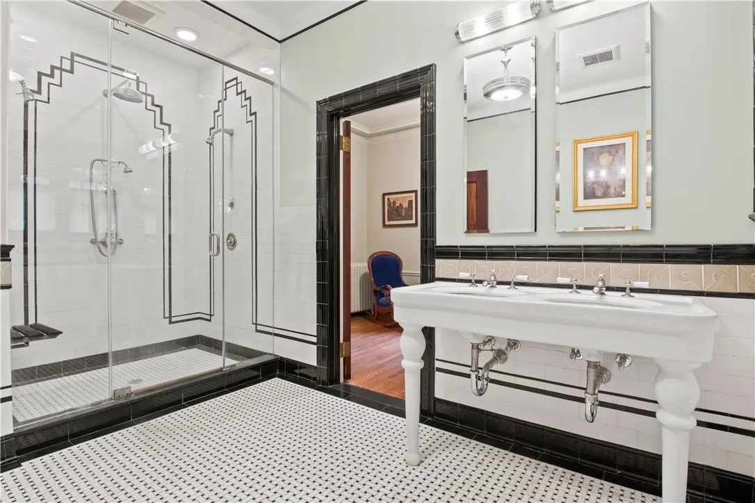 Recently updated bathroom exudes luxury.
