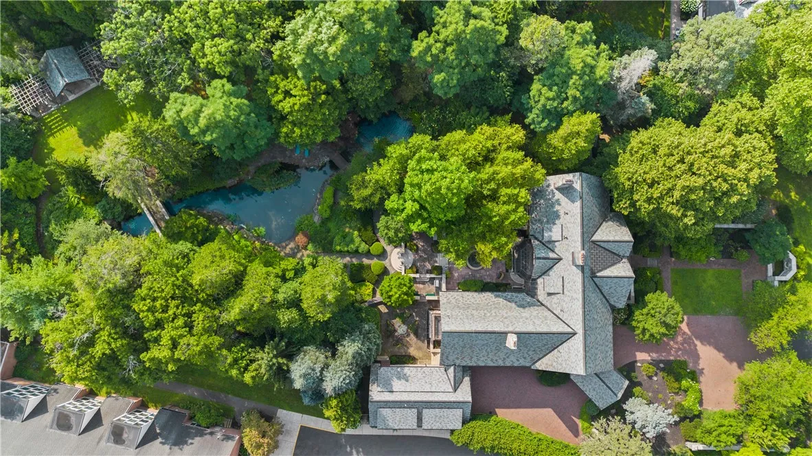 Gorgeous drone view of the Twin Gables Estate.
