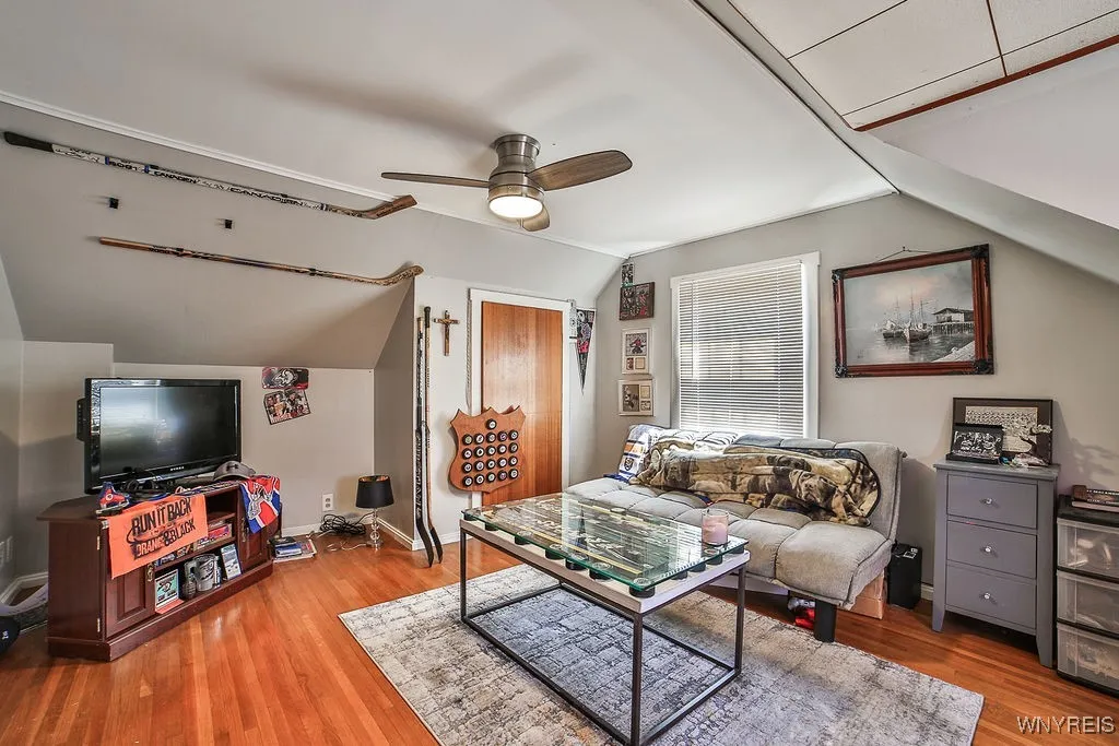 Hardwood floors; second floor bedroom is currently being used as a family room