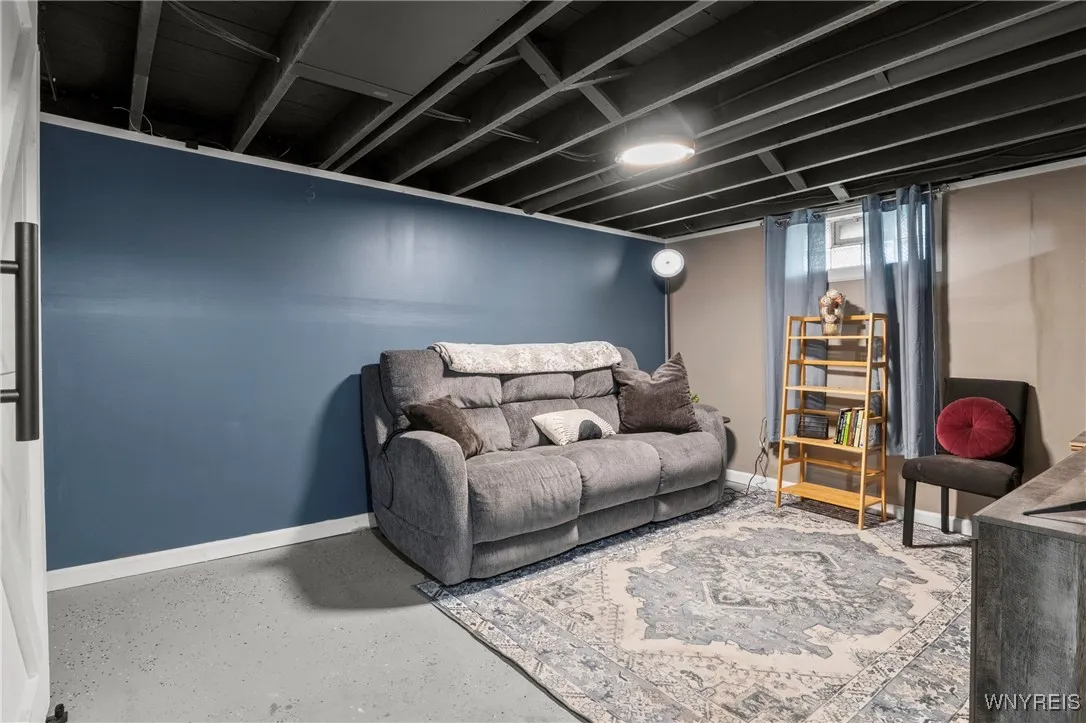 the finished basement is a bonus living space