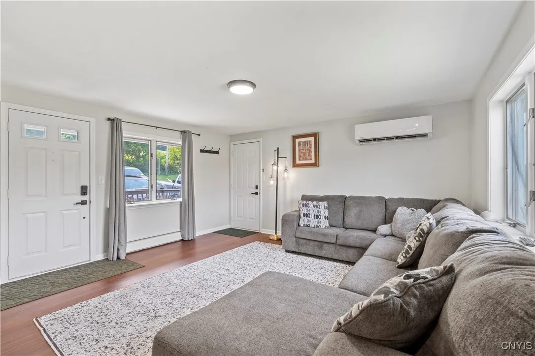 Family room with view of garage entrance