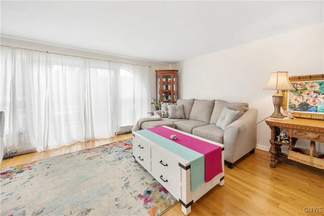 Living room with walk out deck