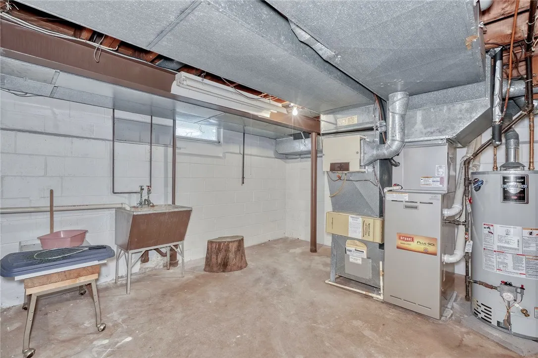 BASEMENT  . . . HI-EFF FURNACE * WATER HEATER * TUB