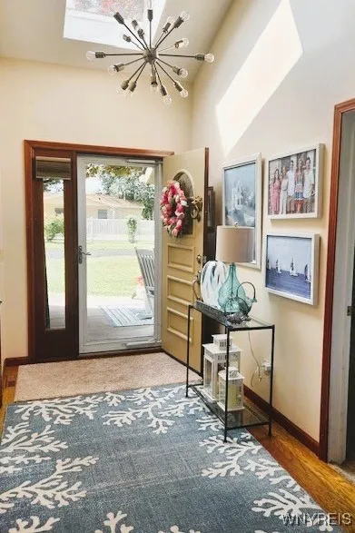 Front entryway looking out to front porch and pool.
