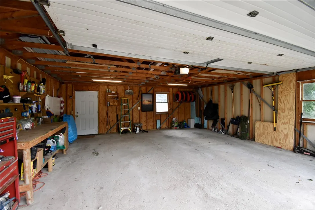 Spacious garage with workbench