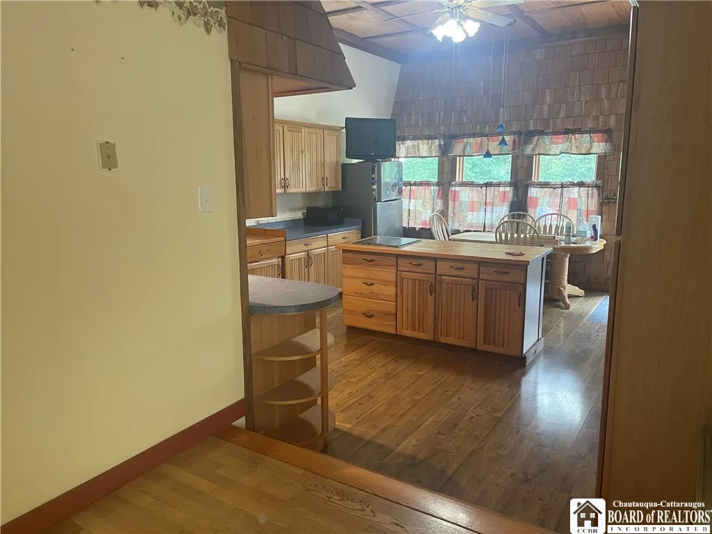 View from living room to kitchen