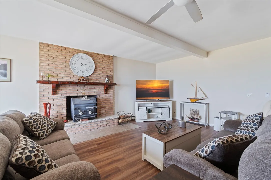 The wood burner in this room- such a comfortable space to enjoy winters at the LAKE!