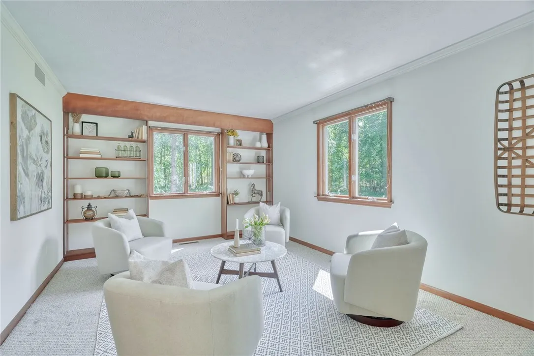Cozy Living Room with Built-in Shelving