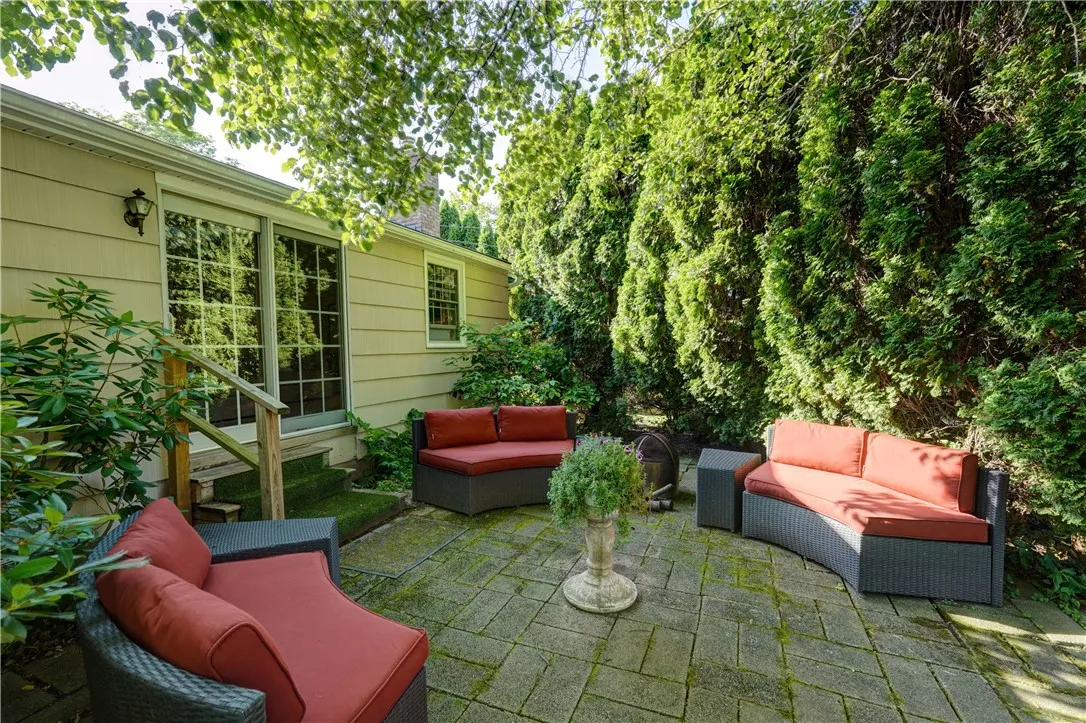 Shady backyard patio