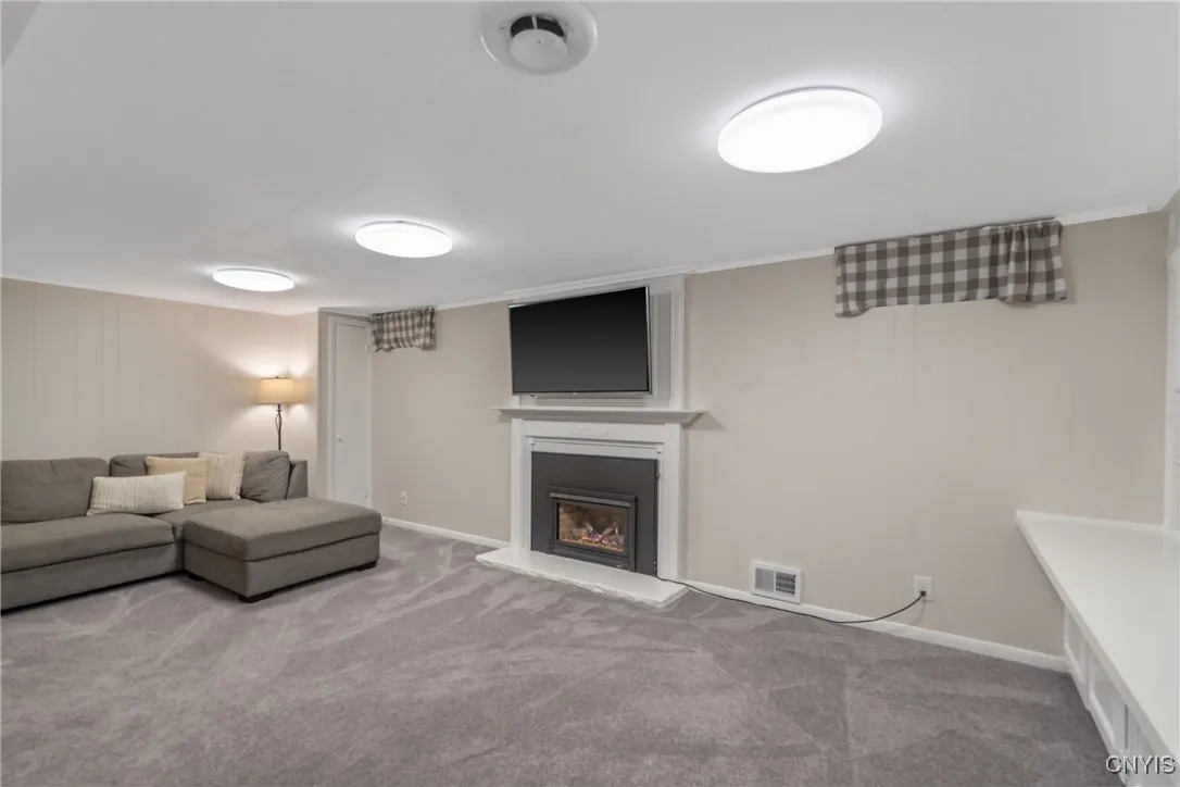 Basement Family Room with Gas Fireplace