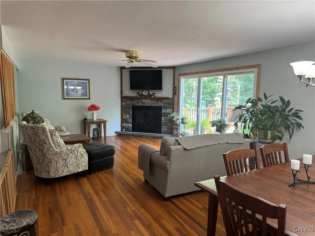 Open Living Room Dining Room Concept with Hardwoods