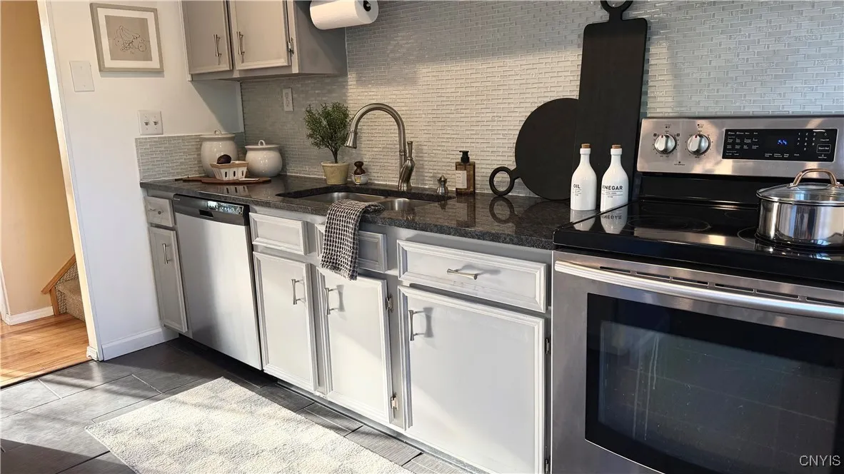 Stainless steel appliances in the kitchen