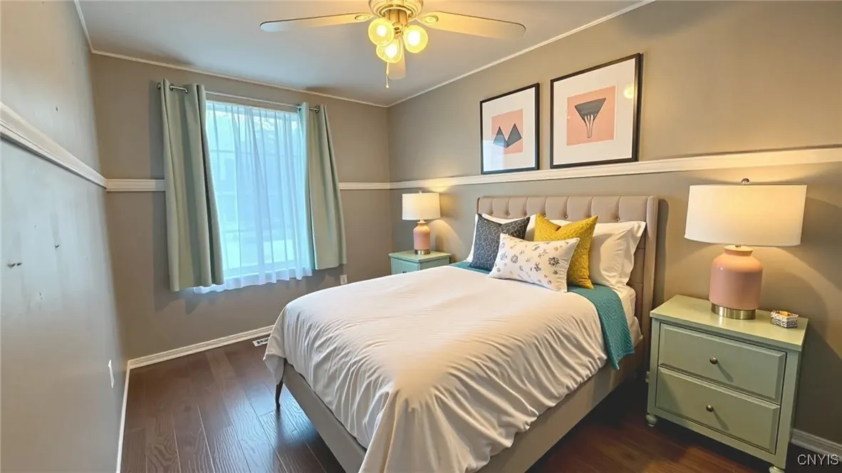 Virtually staged bedroom 2 - meant for illustrative purposes only. Actual room is unfurnished.