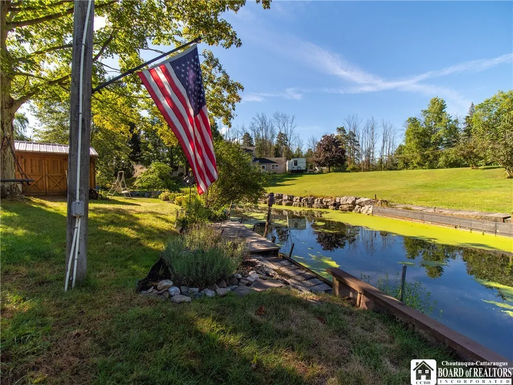 The property offers a private deck/dock for easy access into this canal which leads to Chautauqua Lake