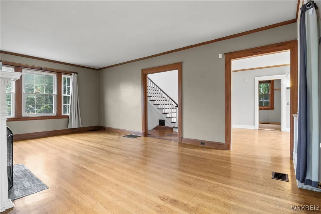 Living Room with wood burning fireplace
