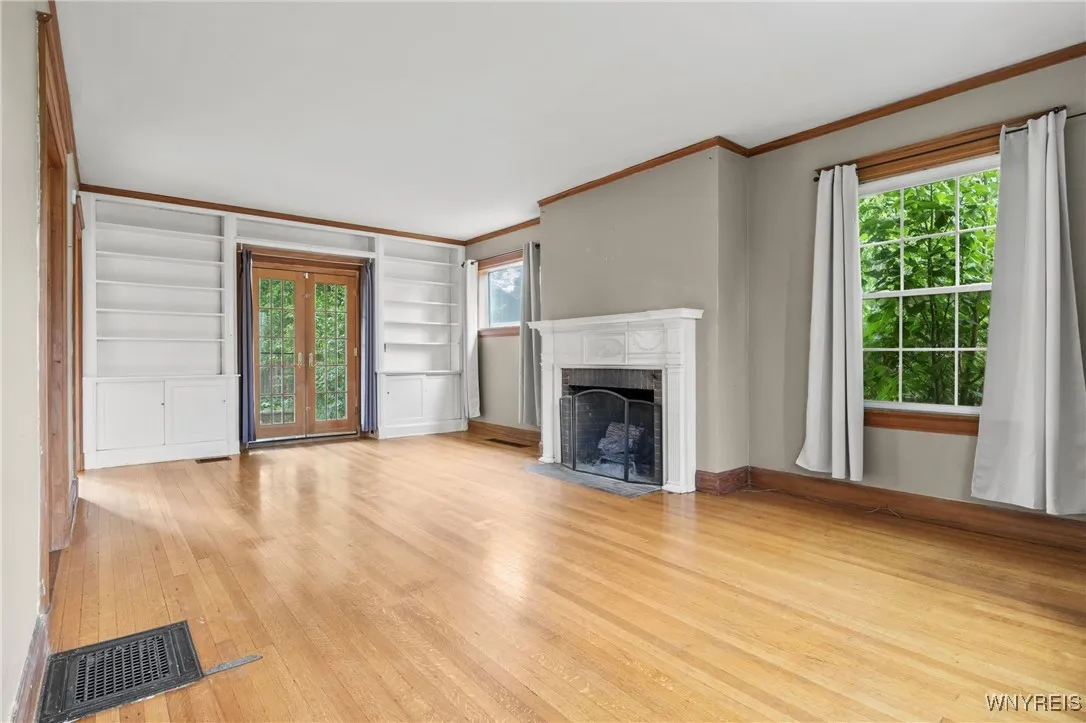 Living Room with wood burning fireplace
