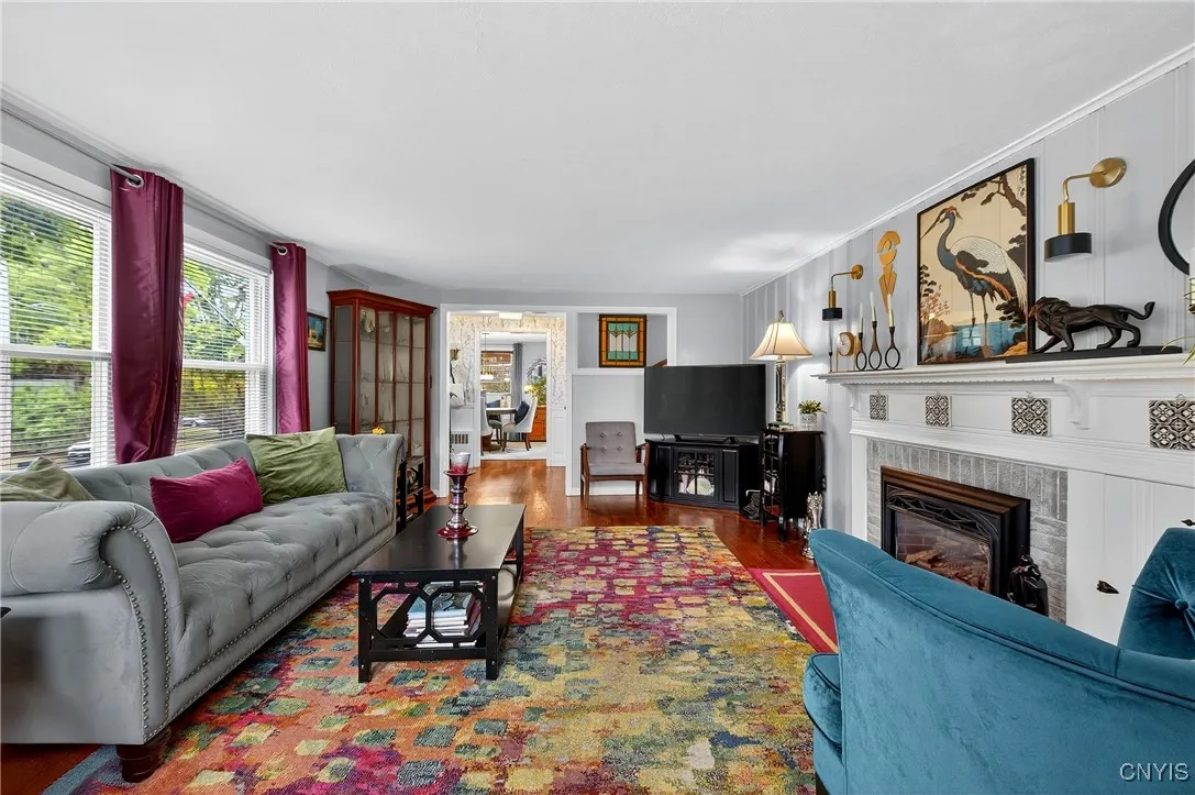 Formal living room with gas fireplace