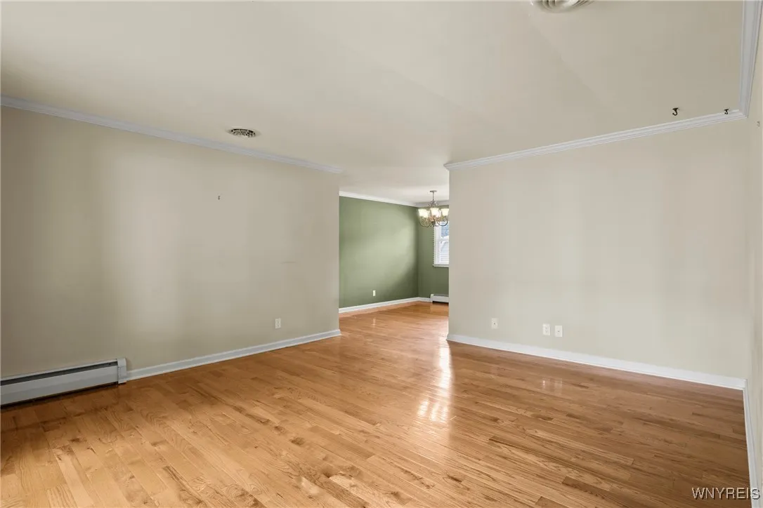 living room opens to dining area