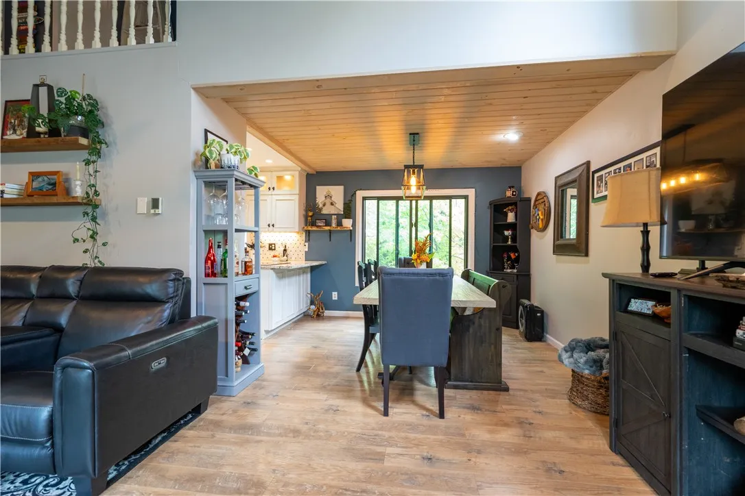 Large dining to kitchen area