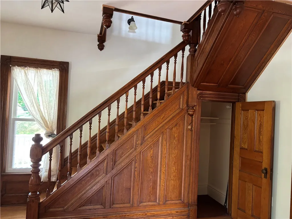 Looking down from main stairway to front door