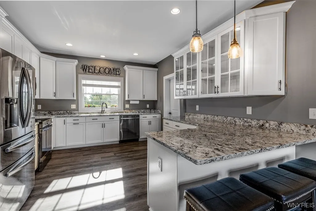 Kitchen viewed from seating area