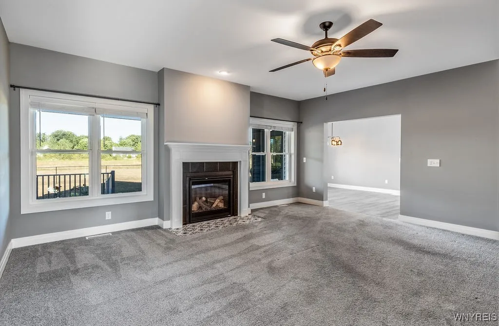 Living room looking into dining area