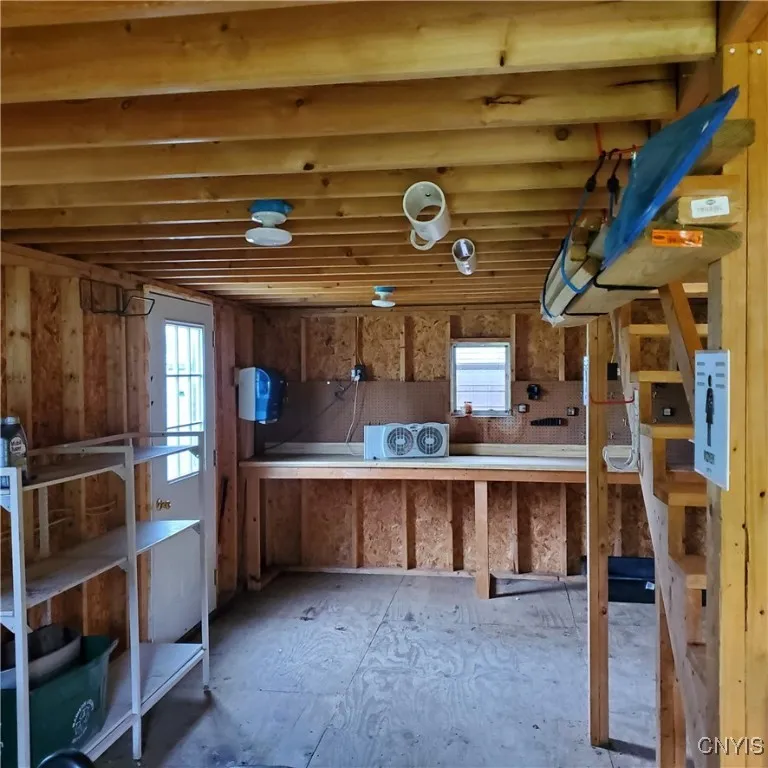  First floor of the red shed has a side man-door too !