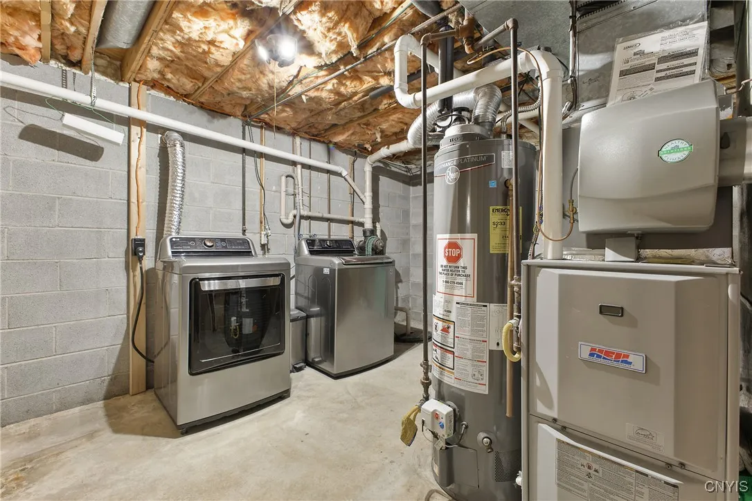  Updated gas furnace, A/C,  and hot water heater.  Laundry area.