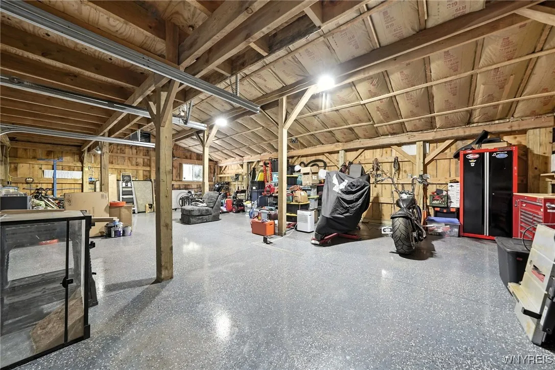 Epoxy coated garage floor with drain.