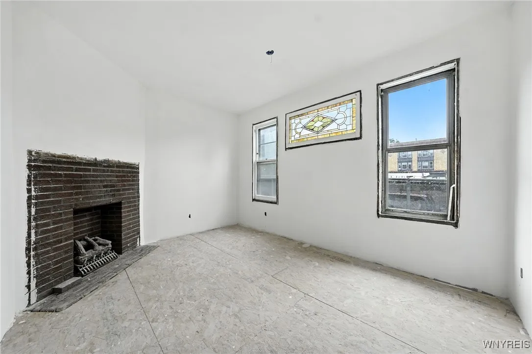 1st floor dining room with fireplace