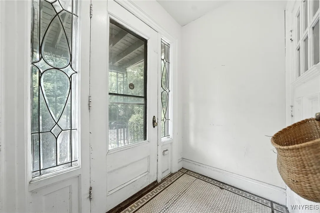 Front entry with original leaded glass