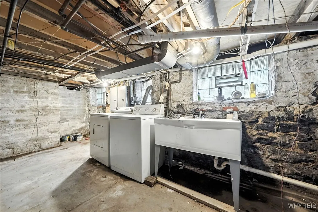Basement laundry and sink
