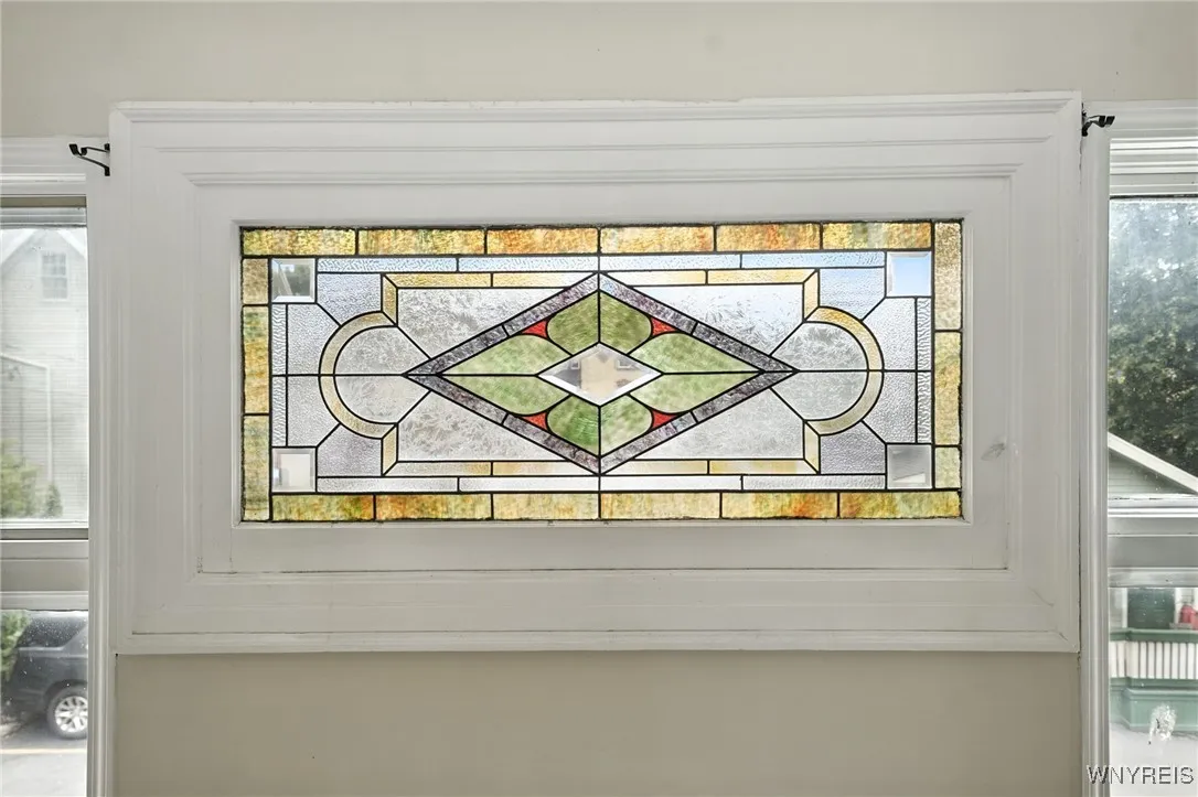 2nd floor stained glass window in dining room