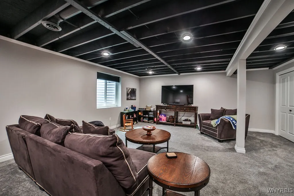 Basement Rec. room with egress window