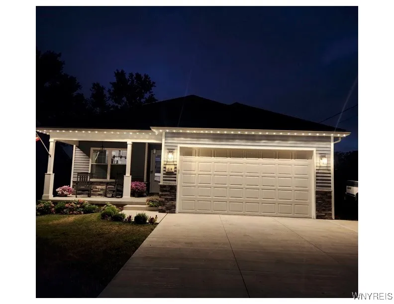 Exterior LED lighting. Change the colors with your phone for every occasion. Also Red and Blue. Go Bills