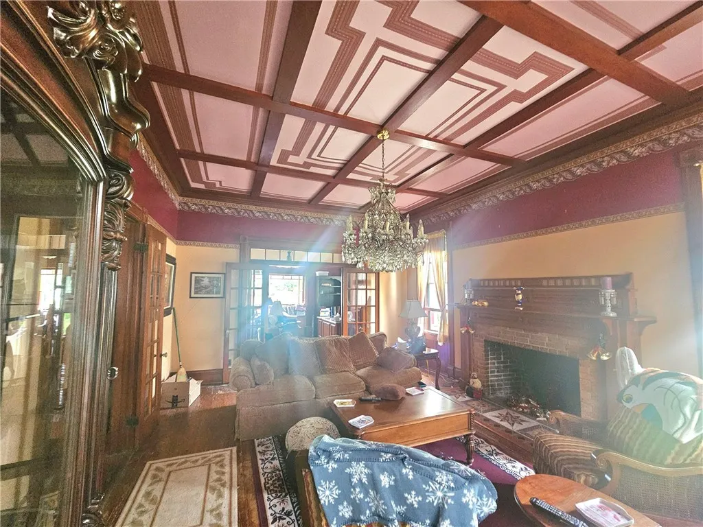 Formal Living room, beam ceilings