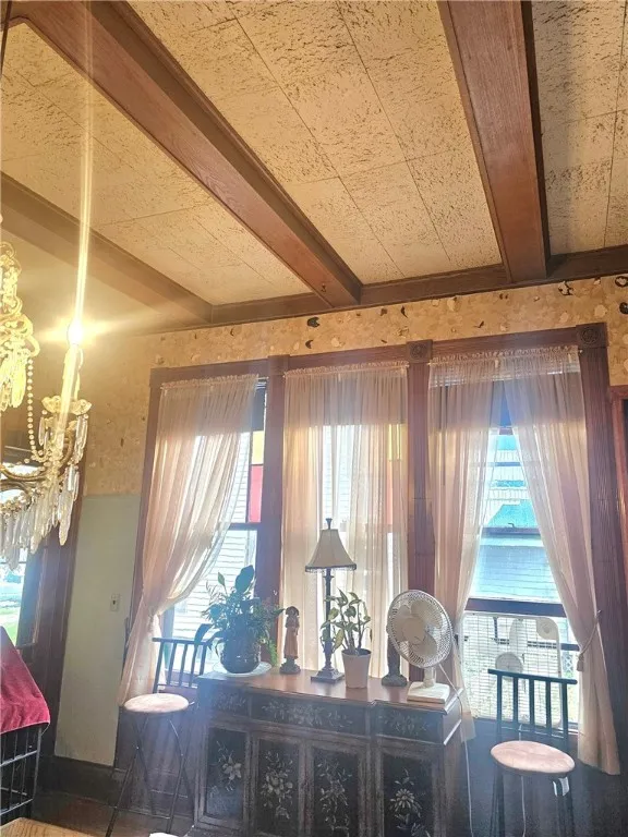 Dining room windows with side door to front porch.