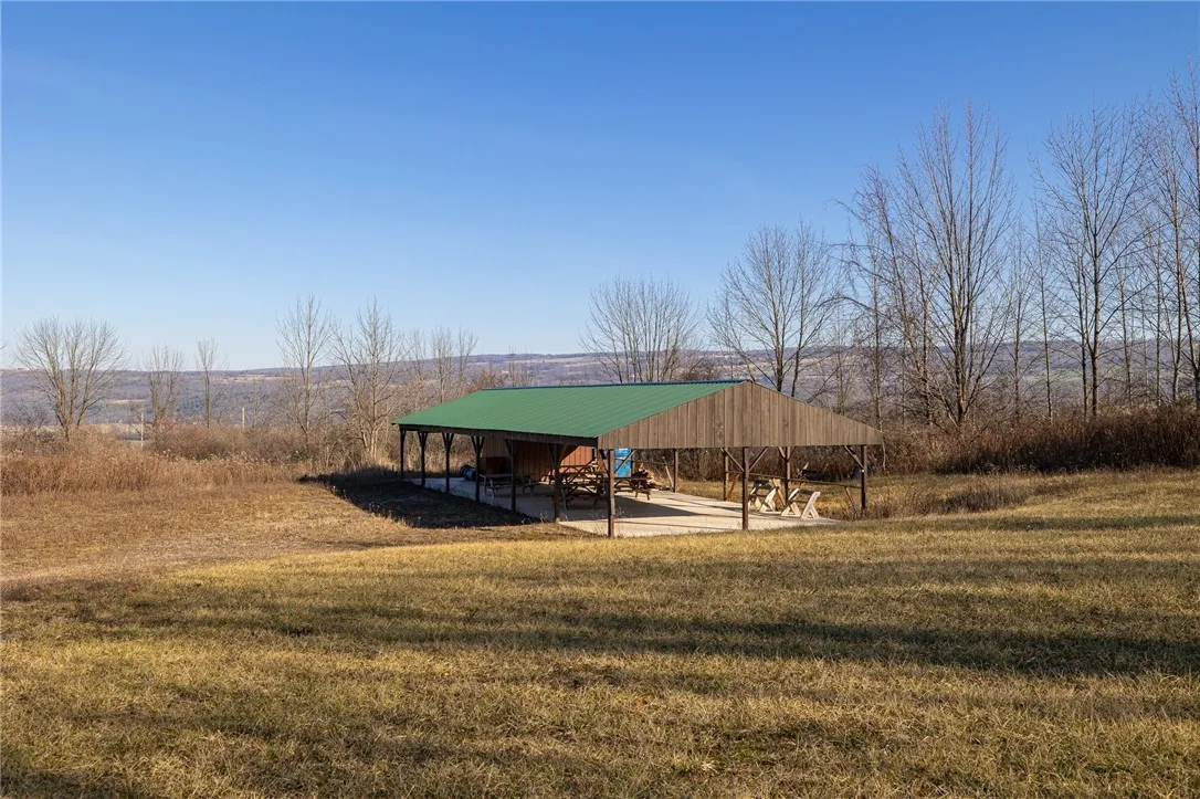 The picnic pavilion which has been used for many weddings.
