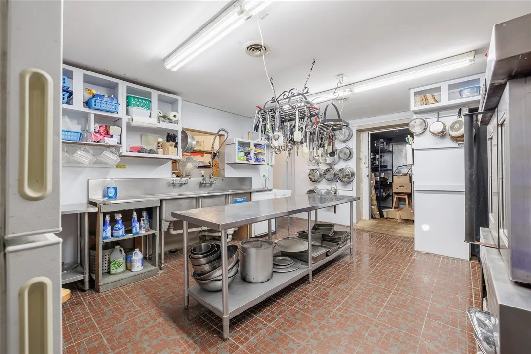 Commercial kitchen in rec hall.