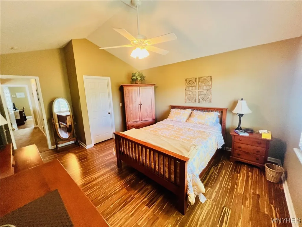 Primary bedroom with walk in closet