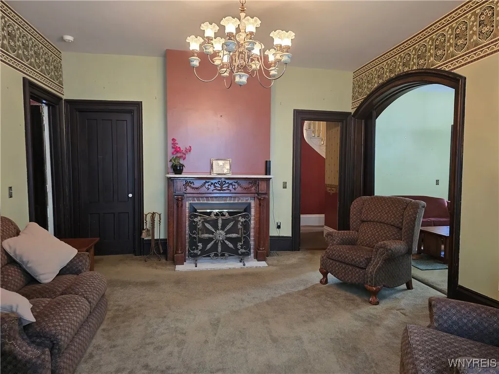 Family room with gas fireplace