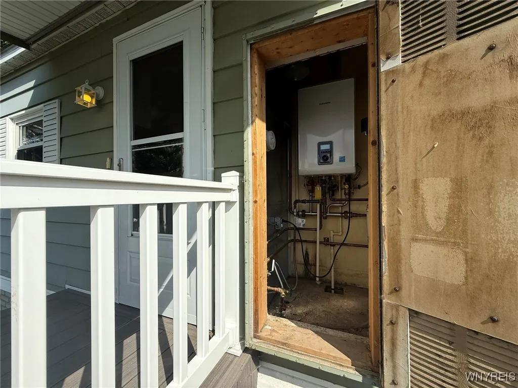 There is outdoor access should you need to access your Navean on-demand gas heated boiler tankless hot water tank.