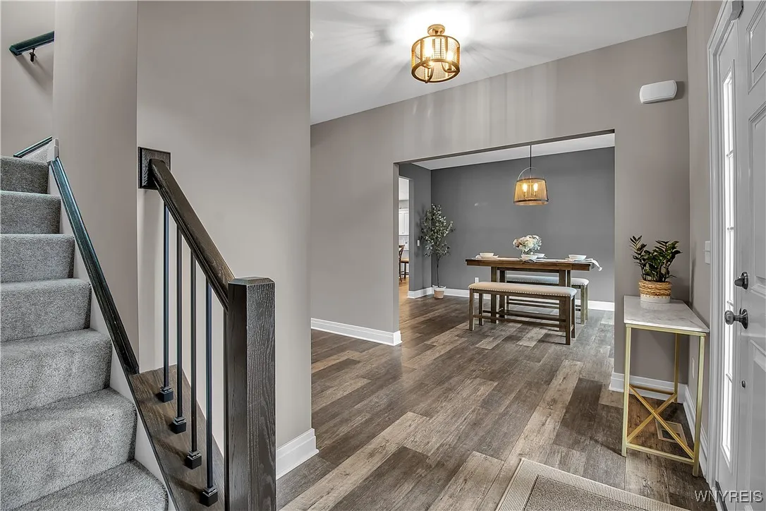 This photo from the foyer shows the dining room in background
